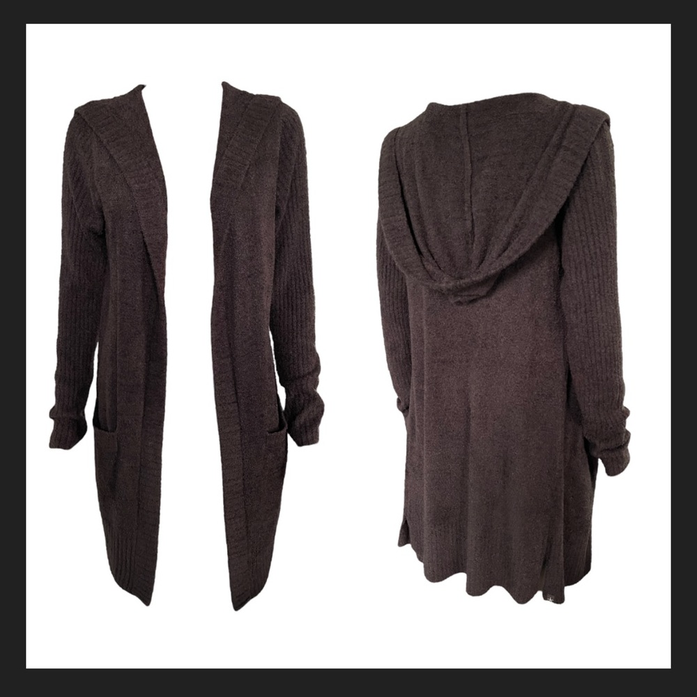 Barefoot Dreams Cozy-Chic Lite Relaxed Hooded Cardi with Pockets in Espresso